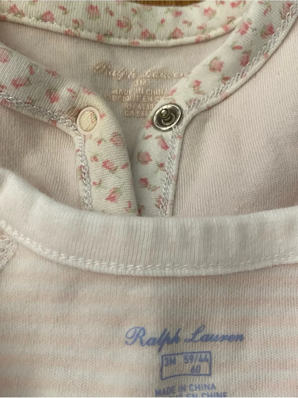 Ralph Lauren Floral Trim and Striped Coveralls Baby Set